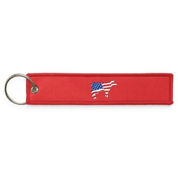 Patriotic American Flag Cow Design - Jet Tag Keychain - red - Front