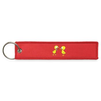 Quirky Duck Duo Illustration - Jet Tag Keychain - red - Front