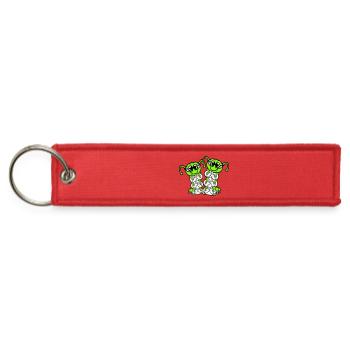 2 Caterpillar middle finger insult sunglasses team - Jet Tag Keychain - red - Front