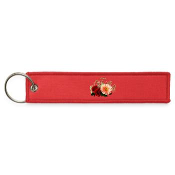 Gerbera Daisy And Two Roses - Jet Tag Keychain - red - Front