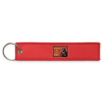 Beware of my rat - Jet Tag Keychain - red - Front