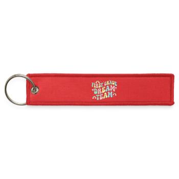 First Grade Dream Team Groovy Rainbow Teacher - Jet Tag Keychain - red - Front