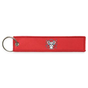 Cute Mouse Listening To Music With Headphones - Jet Tag Keychain - red - Front