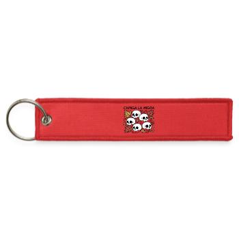 Chinga La Migra Fall Autumn Skull Design - Jet Tag Keychain - red - Front