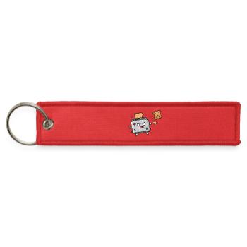 Angry Toaster and Flying Bread - Jet Tag Keychain - red - Front