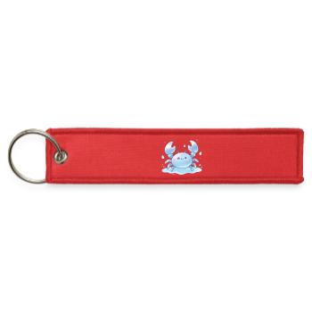 Cute Kawaii Crab – Soft Blue Ocean Animal - Jet Tag Keychain - red - Front
