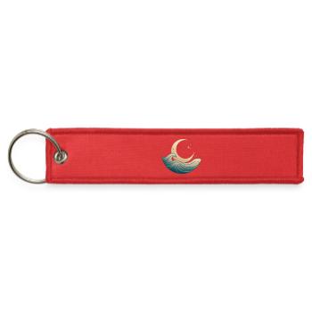 Moonlit Crescent Ocean Waves - Jet Tag Keychain - red - Front