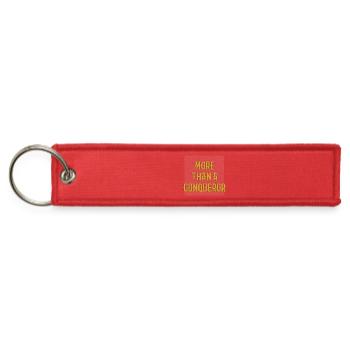 More Than A Conqueror Typography - Jet Tag Keychain - red - Front