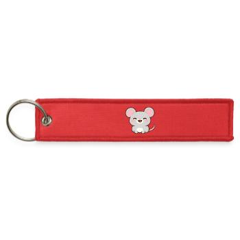 Cute kawaii mouse - Jet Tag Keychain - red - Front