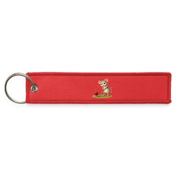 Cute Mouse Playing Golf - Jet Tag Keychain - red - Front