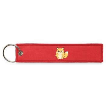 Kawaii Fox Chibi Charm - Jet Tag Keychain - red - Front