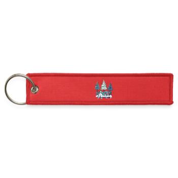 Winter Blessings Christmas Trees Buffalo Plaid - Jet Tag Keychain - red - Front