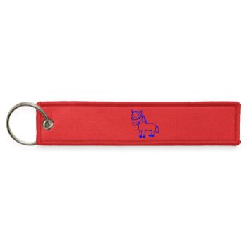 Horse Bob Cut Hairstyle Pony Foal Cute Cartoon Fun - Jet Tag Keychain - red - Front