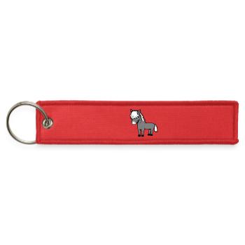 Horse Bob Cut Hairstyle Pony Foal Cute Cartoon Fun - Jet Tag Keychain - red - Front
