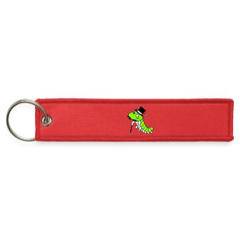 Caterpillar Sir Rich Man Monocle Glasses Top Hat - Jet Tag Keychain - red - Front