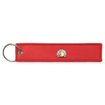 Stretch Breathe Purr Cat - Jet Tag Keychain - red - Front