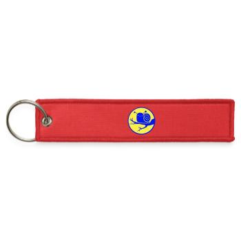 Snail Tree Branch Night Moon Round Sweet Happy Fun - Jet Tag Keychain - red - Front