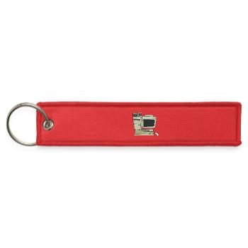 Retro Computer Desk Setup - Jet Tag Keychain - red - Front