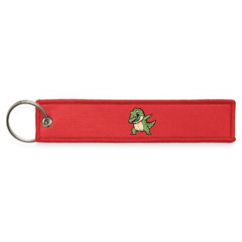 Dabbing T-Rex dinosaur prehistoric cartoon fun - Jet Tag Keychain - red - Front