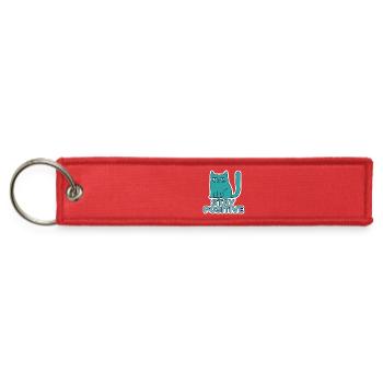 Stay Positive – Funny Cat Design - Jet Tag Keychain - red - Front
