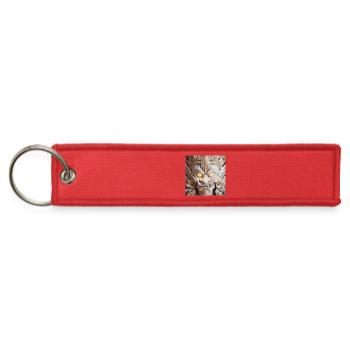 Golden Marble Guardian – Luxury Fantasy Art - Jet Tag Keychain - red - Front