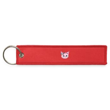 Cute Floral Kitty Face Vector Design for Kids  - Jet Tag Keychain - red - Front