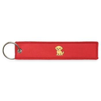 Sunny Labrador Pup Illustration - Jet Tag Keychain - red - Front