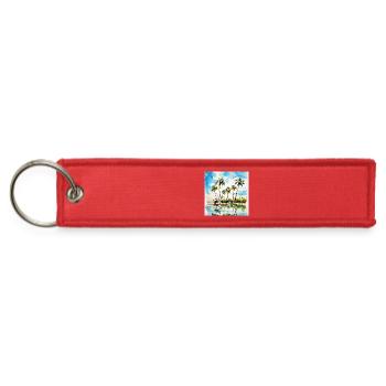 Caribbean Island Paradise Watercolor Palm Trees  - Jet Tag Keychain - red - Front