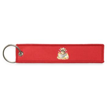 Cute Raccoon Bathing Illustration - Jet Tag Keychain - red - Front