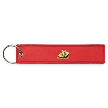 Cute Mouse in an Avocado – Kawaii Animal Design - Jet Tag Keychain - red - Front