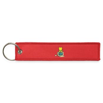 Pixel Cat on Retro Computer - Jet Tag Keychain - red - Front
