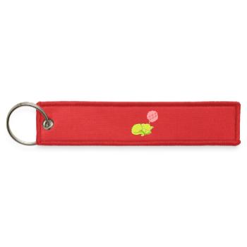 Lime Neon Sleepy Cat - Jet Tag Keychain - red - Front