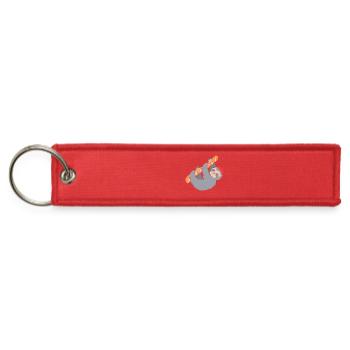 Cute Sloth French Bread Baguette - Jet Tag Keychain - red - Front