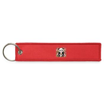 Panda Bubble Tea in Blossom Garden - Jet Tag Keychain - red - Front