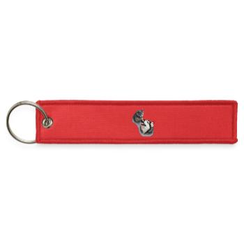 Cat and Husky Playful Bond - Jet Tag Keychain - red - Front