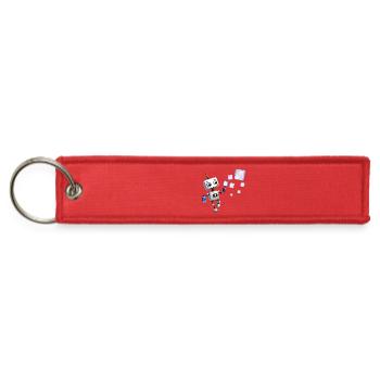 Robot blowing iridescent soap bubbles - Jet Tag Keychain - red - Front