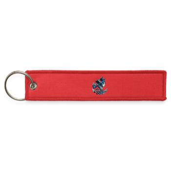 Wave Cat – Japanese Ocean Art Feline Design - Jet Tag Keychain - red - Front