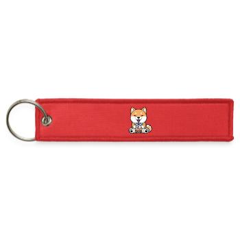 Playful Shiba Inu Bubble Tea - Jet Tag Keychain - red - Front