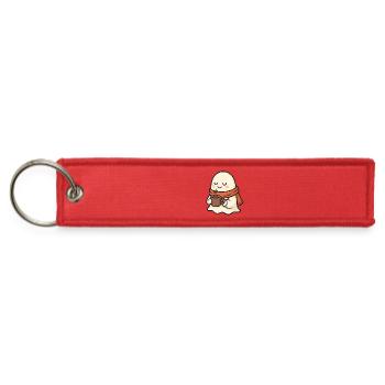 Cozy Ghost with Cup and Scarf - Jet Tag Keychain - red - Front