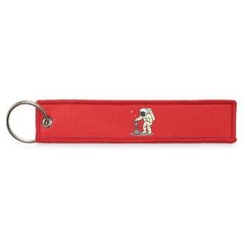 Astronaut Watering Bonsai in Space - Jet Tag Keychain - red - Front
