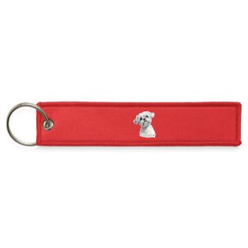 Fluffy Maltese Portrait - Jet Tag Keychain - red - Front