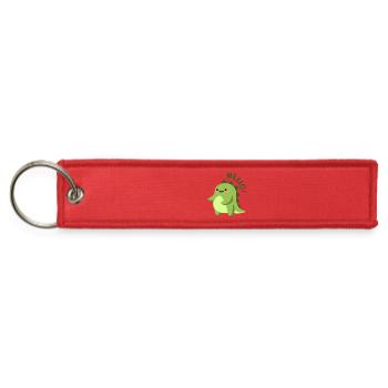 Hello Little Dino - Cute Green Dinosaur for Kids - Jet Tag Keychain - red - Front