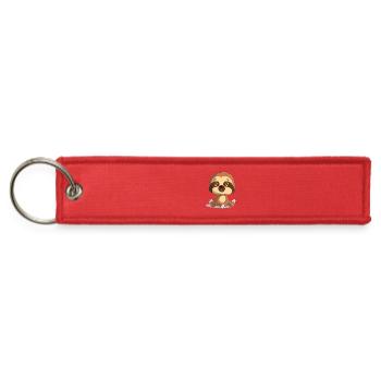 Cozy Sloth Kawaii Portrait - Jet Tag Keychain - red - Front