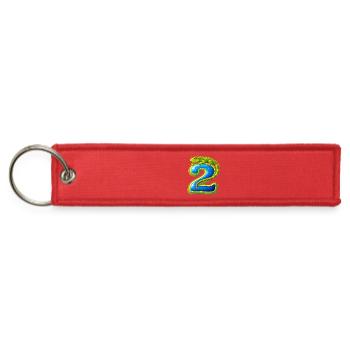 Neon Dragon on Blue Number 2 - Jet Tag Keychain - red - Front