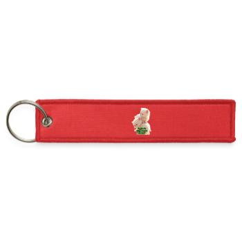 Stacked with Cuteness - Fluffy White Kittens Cat L - Jet Tag Keychain - red - Front