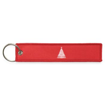Merry Christmas Pine Tree Gift Print - Jet Tag Keychain - red - Front