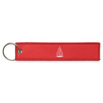 Merry Christmas Pine Tree Drawing Artwork Print - Jet Tag Keychain - red - Front