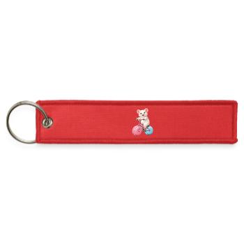 Mouse on a bicycle with macaron wheels - Jet Tag Keychain - red - Front