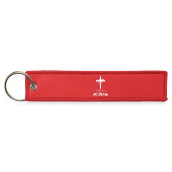 Cross with Crown of Thorns John 3:16 - Jet Tag Keychain - red - Front