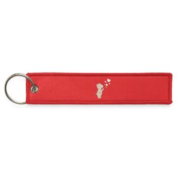 Cute Bear with Heart Bubbles Design - Jet Tag Keychain - red - Front